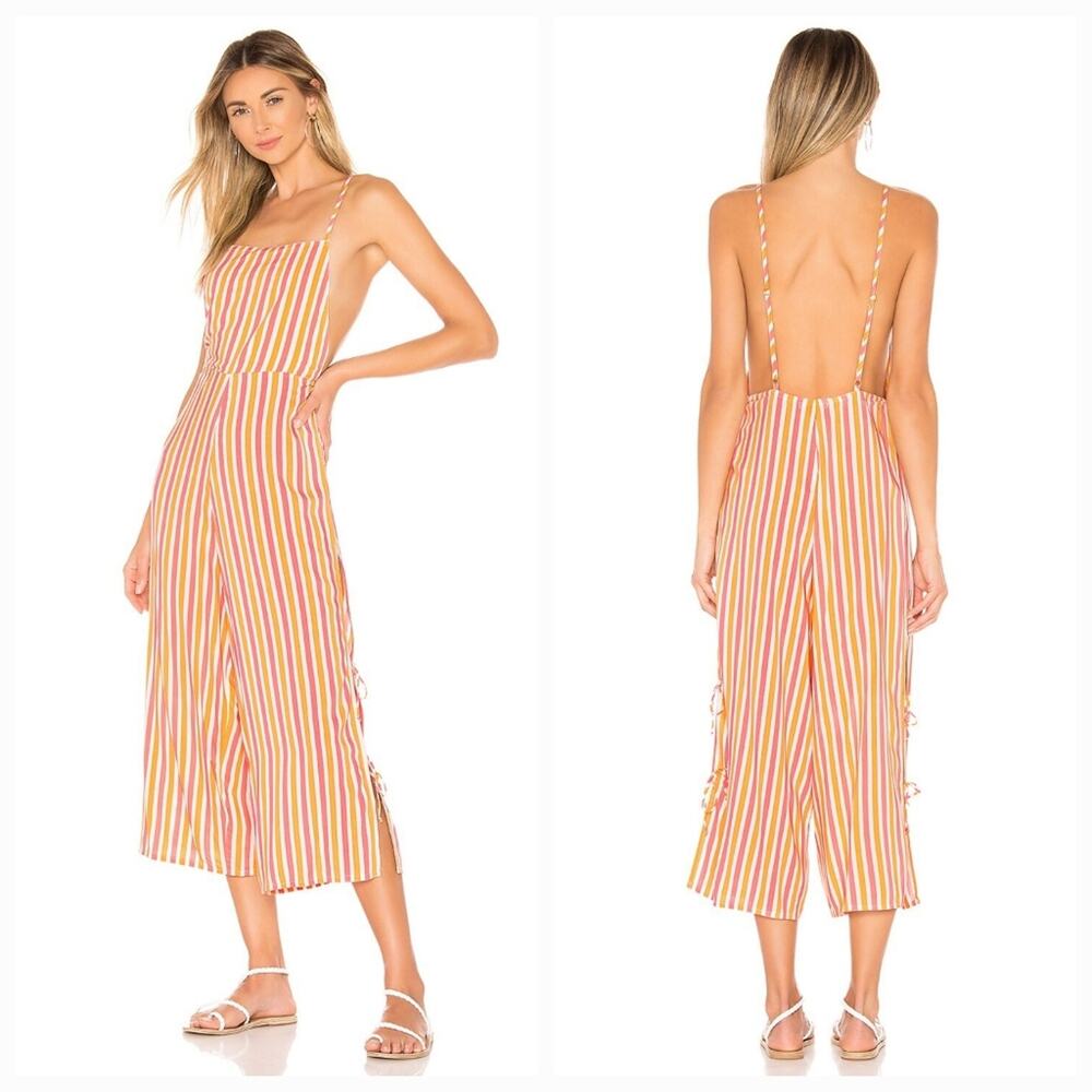 Tularosa Andi Jumpsuit in Pink & Yellow Stripe XL